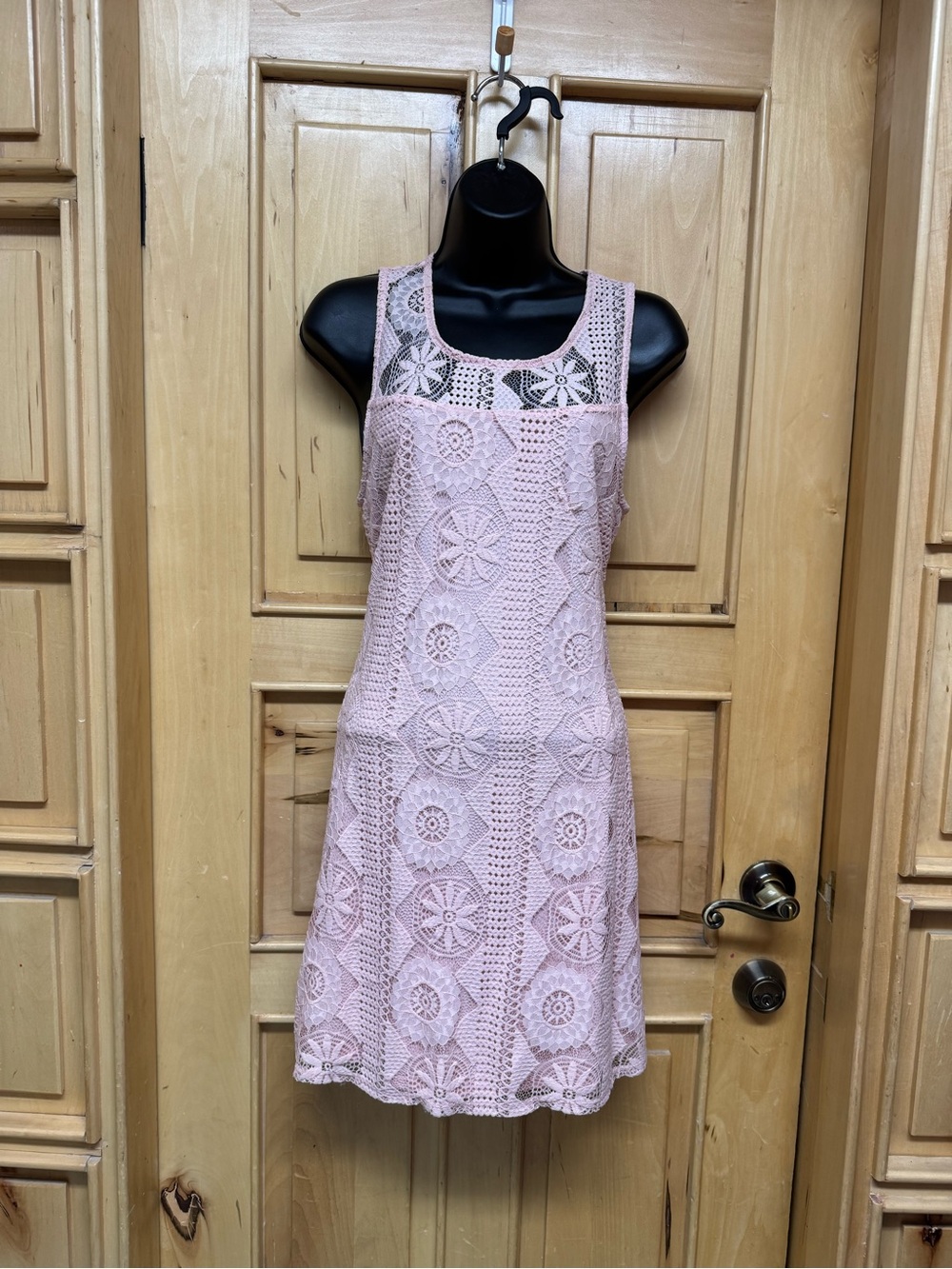 Trixxi Blush Pink Crochet Tank Dress